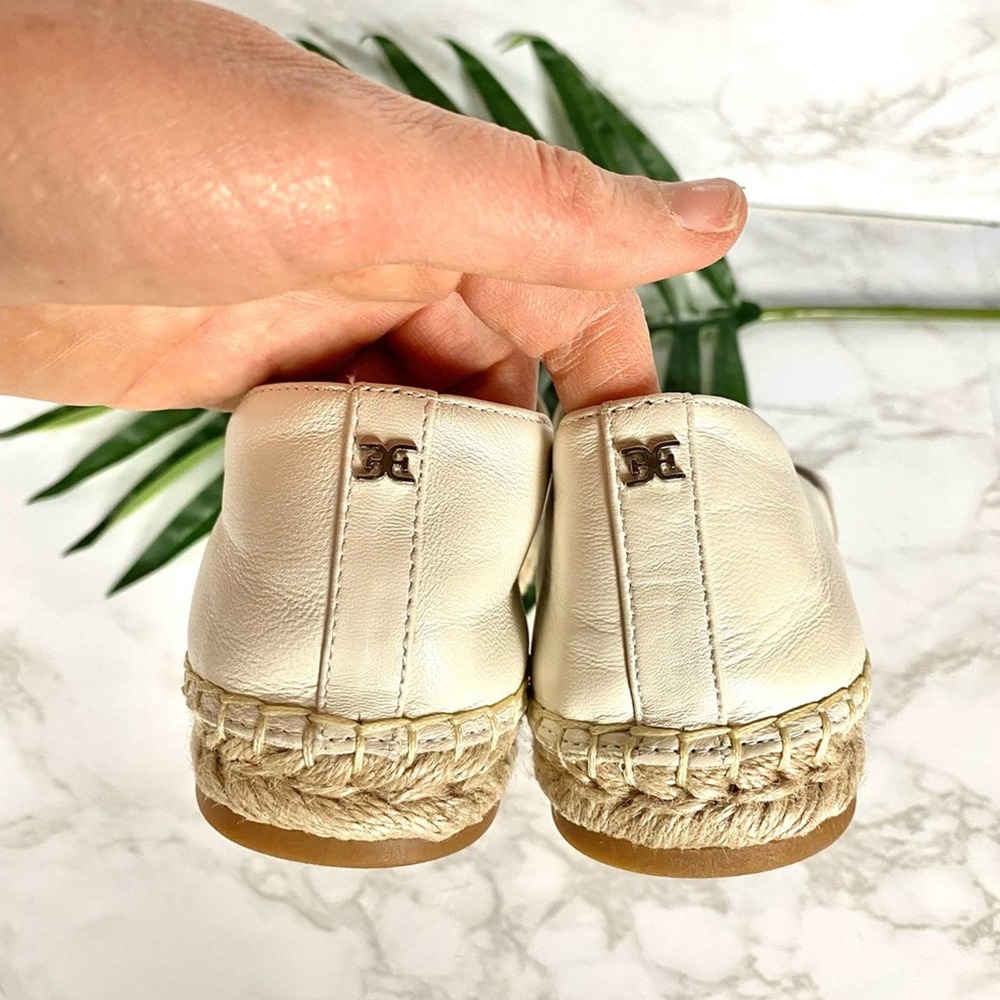 Sam Edelman Kesia Espadrille Off White Leather Flats Size 9 New With Tags - Picture 10 of 14